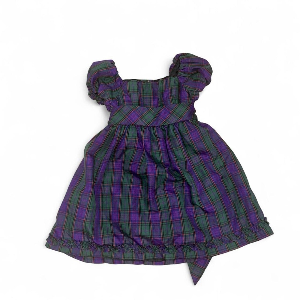 Chaps Purple and Green Plaid Dress 6-9M